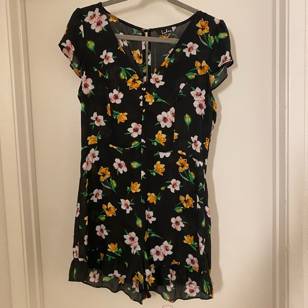 Floral Black Romper